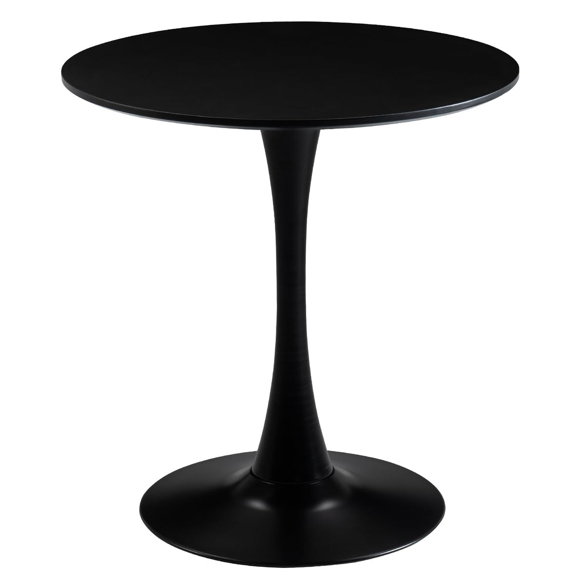 27.5" Small Round Dining Table, Modern Tulip Style Table for 1-2 People, Space-Saving Table for Dining Room, Kitchen, or Cafe, Black Pedestal Base
