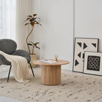 Set of 2 Round Nesting Coffee Tables, Modern Fluted Drum Coffee Table for Living Room, Bedroom, Balcony and Office (Natural (Wood Grain)