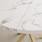 Modern Round Dining Table with MDF Top with Gold Metal Legs for Living Room Kitchen Nordic Dining Table 100cm Marble Texture