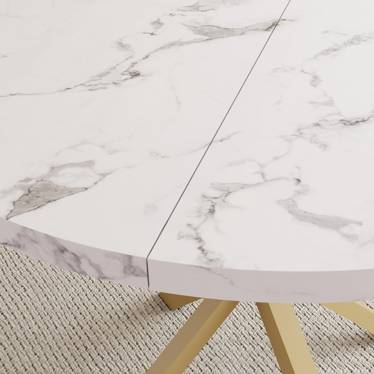 Modern Round Dining Table with MDF Top with Gold Metal Legs for Living Room Kitchen Nordic Dining Table 100cm Marble Texture