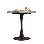 GrandCA HOME 80 cm Black Modern Round Dining Table 80 cm Round Dining Table Suitable for 2-4 People Suitable for Kitchen Living Room Dining Room Black
