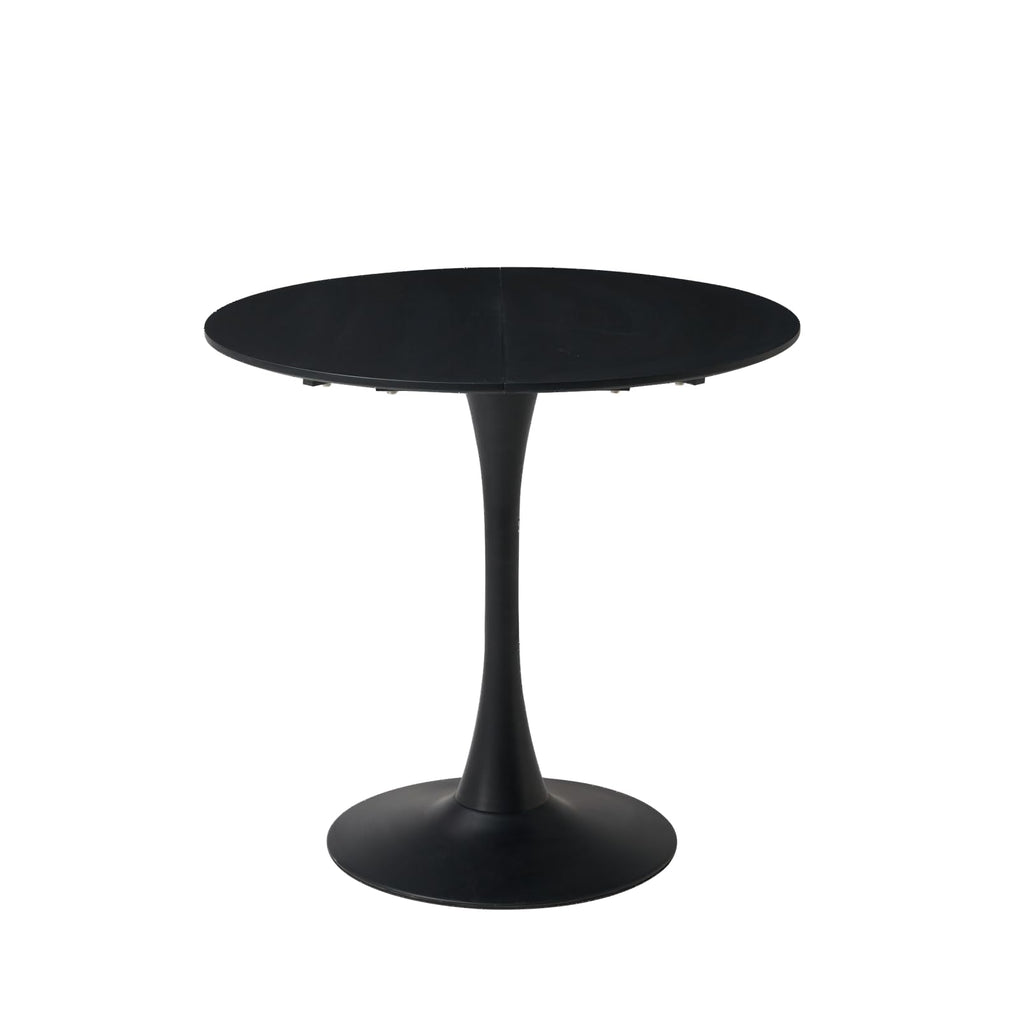 GrandCA HOME 80 cm Black Modern Round Dining Table 80 cm Round Dining Table Suitable for 2-4 People Suitable for Kitchen Living Room Dining Room Black