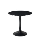 GrandCA HOME 80 cm Black Modern Round Dining Table 80 cm Round Dining Table Suitable for 2-4 People Suitable for Kitchen Living Room Dining Room Black