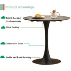 GrandCA HOME 80 cm Black Modern Round Dining Table 80 cm Round Dining Table Suitable for 2-4 People Suitable for Kitchen Living Room Dining Room Black
