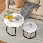 HOJINLINERO Round Coffee Table Set of 2,End Tables Side Table Living Room