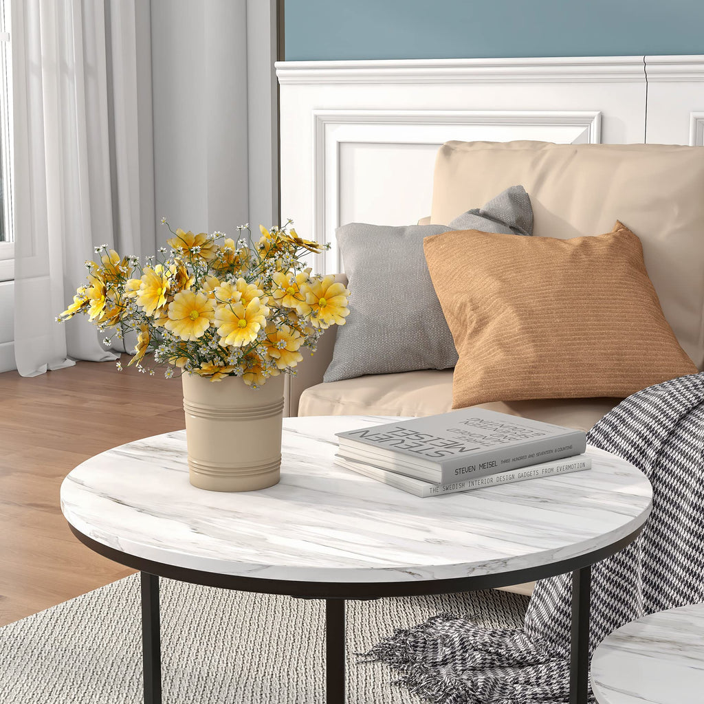 HOJINLINERO Round Coffee Table Set of 2,End Tables Side Table Living Room