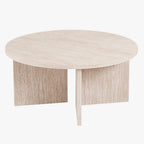 DRASIR Table basse ronde couleur travertin beige D90 cm