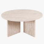 DRASIR Table basse ronde couleur travertin beige D90 cm