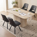 Rectangular Dining Table with Roll-Up Legs, Ideal for Kitchens and Dining Rooms, Seats 4 to 6 People, Yellow Travertine Finish