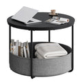 WLIVE Round Coffee Table with X-shaped Steel Frame (Black, Round Coffee Table with Storage)