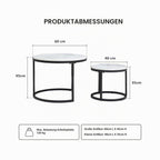 GrandCA HOME Set of 2 Round Coffee Tables, Side Tables (Imitation Marble) for Living Room, Large Size: 60 x 60 x 45 cm; small size: 40 x 40 x 35 cm, Black