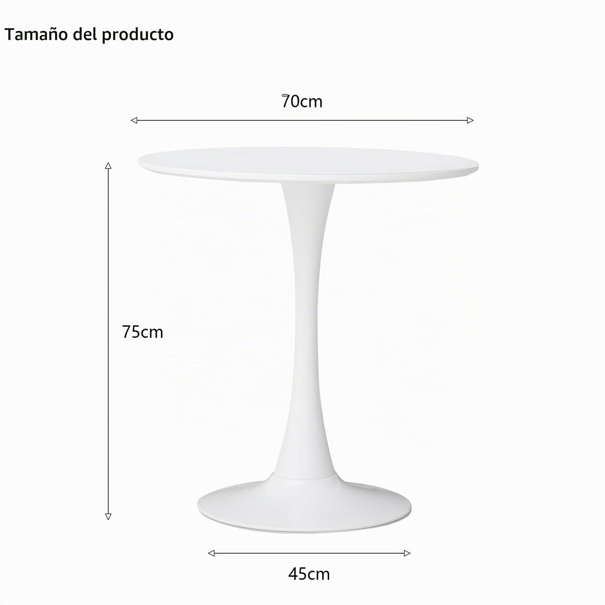 GrandCA HOME 70cm Modern Round Dining Table with Pedestal Base, Mid-Century Leisure Table for Kitchen Dining,White-70