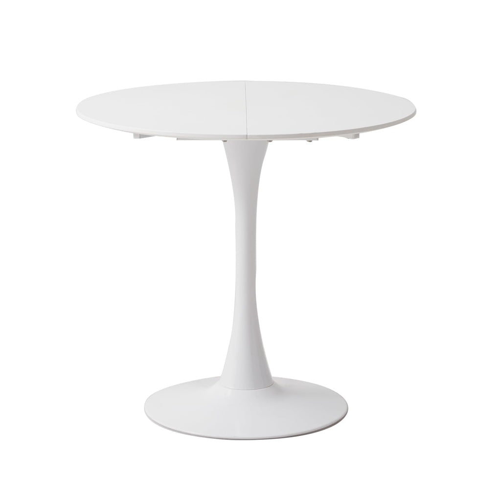 Round Dining Table, Modern Casual Dining Table, Suitable for 4-6 People, Rerfekt for Living Room, Dining Room, Kitchen, Cafe - White - 110 cm