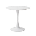 Round Dining Table, Modern Casual Dining Table, Suitable for 4-6 People, Rerfekt for Living Room, Dining Room, Kitchen, Cafe - White - 110 cm