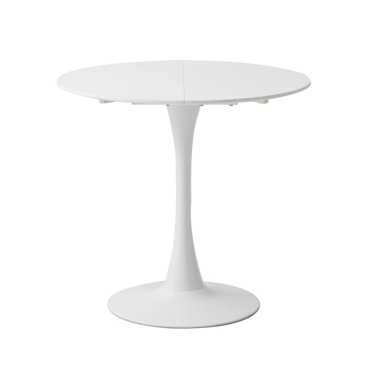 Round Dining Table, Modern Casual Dining Table, Suitable for 4-6 People, Rerfekt for Living Room, Dining Room, Kitchen, Cafe - White - 110 cm