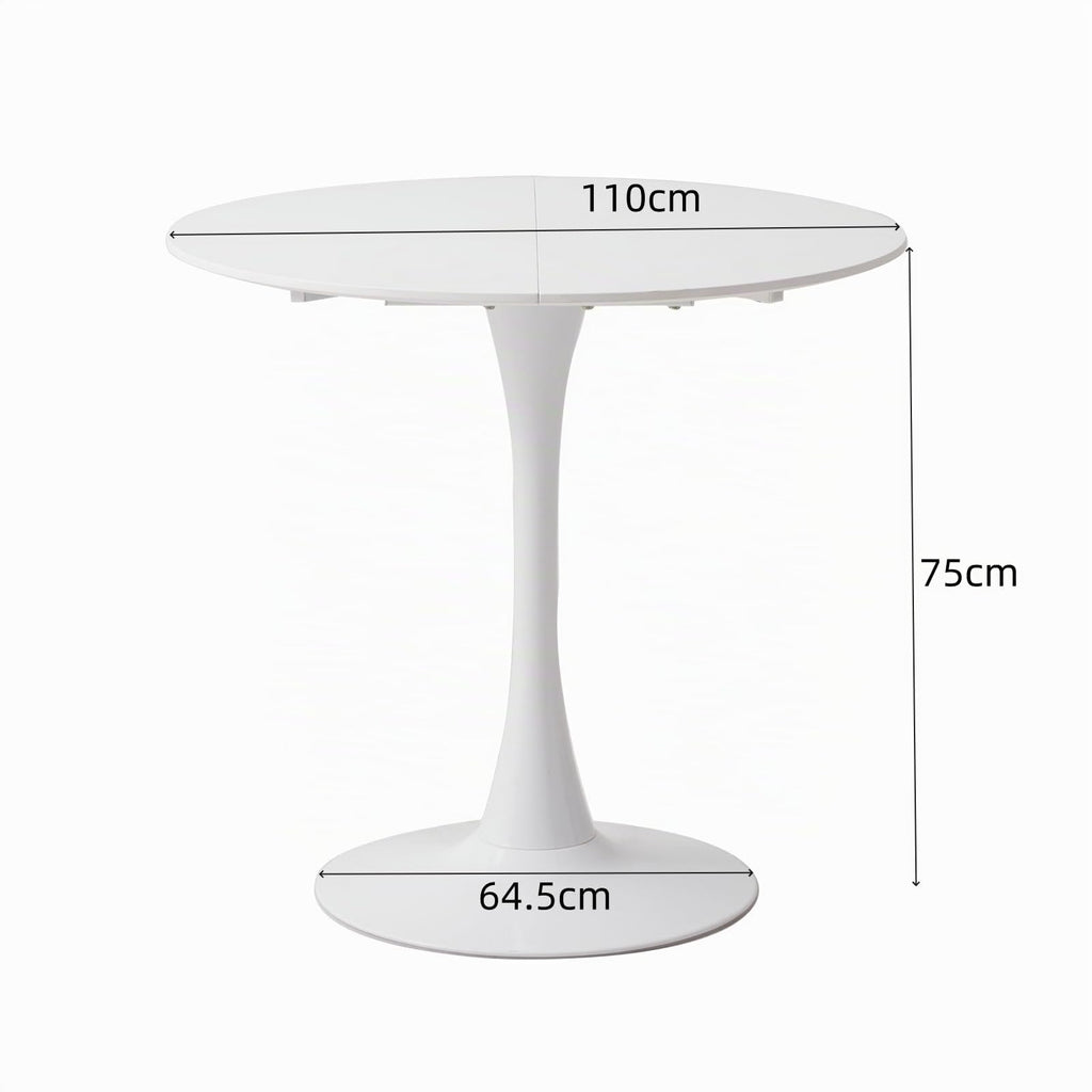 Round Dining Table, Modern Casual Dining Table, Suitable for 4-6 People, Rerfekt for Living Room, Dining Room, Kitchen, Cafe - White - 110 cm