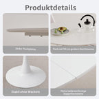 Round Dining Table, Modern Casual Dining Table, Suitable for 4-6 People, Rerfekt for Living Room, Dining Room, Kitchen, Cafe - White - 110 cm