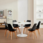 Round Dining Table, Modern Casual Dining Table, Suitable for 4-6 People, Rerfekt for Living Room, Dining Room, Kitchen, Cafe - White - 110 cm