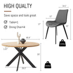 Zerifevni 46.4" Round Dining Table Set, Mid Century Modern Round Dining Table for 4-6 Person, w/Steel Legs, Coffee Table for Kitchen Dining Room, Office, Save Space