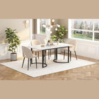 Merax Dining Table, 140 x 80 cm, Rectangular Marble Pattern Dining Table, for 4-6 People, Metal Frame, Adjustable Table Legs, Suitable for Restaurant, Living Room, Kitchen, Living Room, White/Black