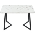 Merax Modern Dining Table, Rectangular Table, 117 x 68 cm, Dining Table Made of Modern Marble Finish, Kitchen Table with Metal Legs, for Dining Room, Living Room, Black/White