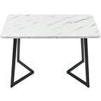 Merax Modern Dining Table, Rectangular Table, 117 x 68 cm, Dining Table Made of Modern Marble Finish, Kitchen Table with Metal Legs, for Dining Room, Living Room, Black/White