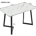 Merax Modern Dining Table, Rectangular Table, 117 x 68 cm, Dining Table Made of Modern Marble Finish, Kitchen Table with Metal Legs, for Dining Room, Living Room, Black/White