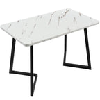 Merax Modern Dining Table, Rectangular Table, 117 x 68 cm, Dining Table Made of Modern Marble Finish, Kitchen Table with Metal Legs, for Dining Room, Living Room, Black/White