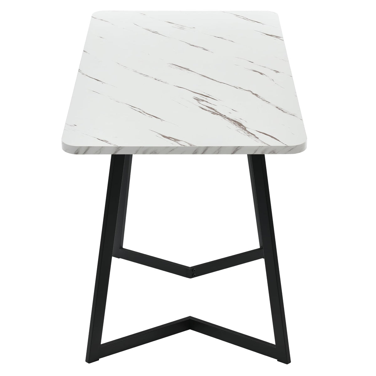 Merax Modern Dining Table, Rectangular Table, 117 x 68 cm, Dining Table Made of Modern Marble Finish, Kitchen Table with Metal Legs, for Dining Room, Living Room, Black/White