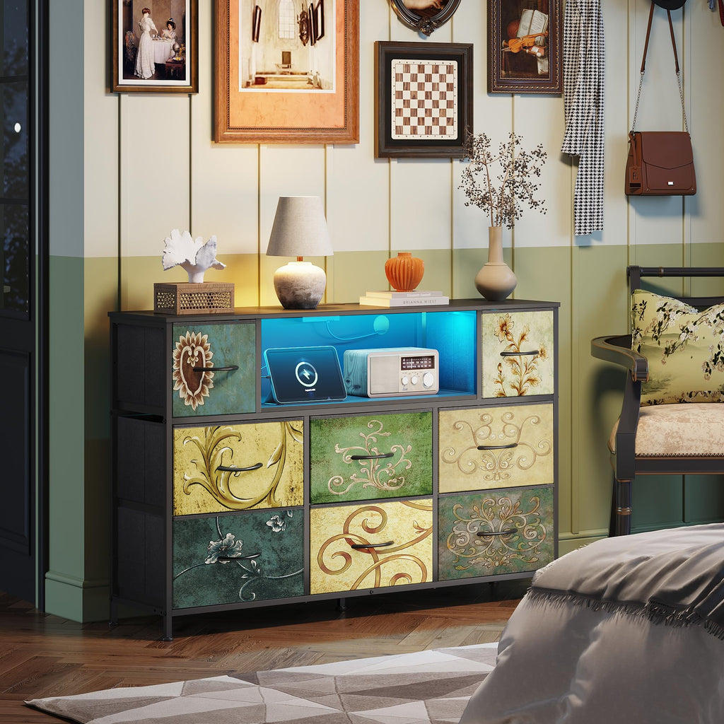 WLIVE Chest of Drawers with Drawers, Chest of Drawers Bedroom with 8 Fabric Drawers