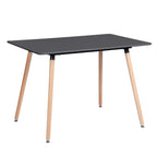 H.J WeDoo Rectangular Dining Table Nordic Coffee Table with 4 Beech Legs for Kitchen Room 110 * 70 * 73 cm MDF Black