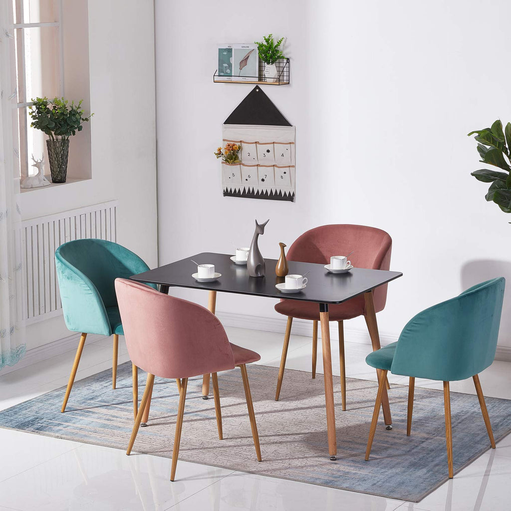 H.J WeDoo Rectangular Dining Table Nordic Coffee Table with 4 Beech Legs for Kitchen Room 110 * 70 * 73 cm MDF Black