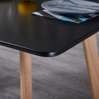 H.J WeDoo Rectangular Dining Table Nordic Coffee Table with 4 Beech Legs for Kitchen Room 110 * 70 * 73 cm MDF Black