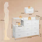 WLIVE 8 Chest of Drawers with Drawers, Fabric Drawers with Drawers, White