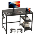 JOISCOPE Computer Desk, Desk with 2 Shelves, Computer and Office Table for Students and Professionals, Wooden Table for Bedroom, Home and Office, Desk Black, 100 x 60 x 75 cm