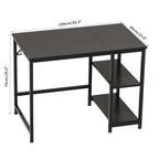 JOISCOPE Computer Desk, Desk with 2 Shelves, Computer and Office Table for Students and Professionals, Wooden Table for Bedroom, Home and Office, Desk Black, 100 x 60 x 75 cm