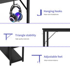 JOISCOPE Computer Desk, Desk with 2 Shelves, Computer and Office Table for Students and Professionals, Wooden Table for Bedroom, Home and Office, Desk Black, 100 x 60 x 75 cm