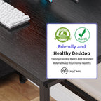 JOISCOPE Computer Desk, Desk with 2 Shelves, Computer and Office Table for Students and Professionals, Wooden Table for Bedroom, Home and Office, Desk Black, 100 x 60 x 75 cm
