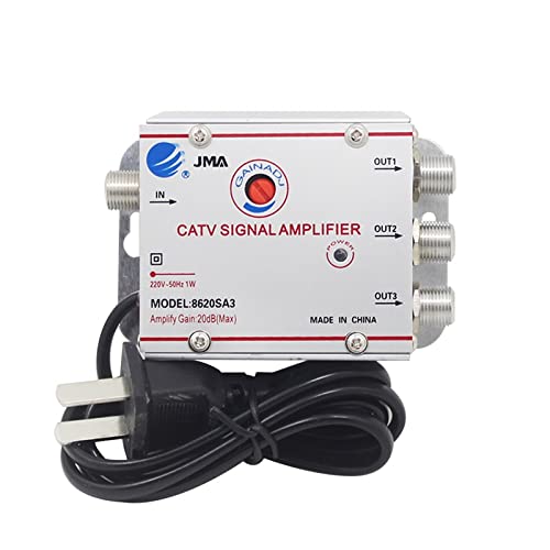 3 Way 20dB CATV Signal Amplifier - Low Noise, Durable Aluminum Housing