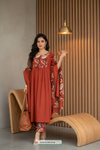 Radiate Elegance: GoSriKi Rust Anarkali Set – Your Confidence, Your Style!