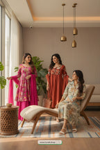 Radiate Elegance: GoSriKi Rust Anarkali Set – Your Confidence, Your Style!