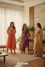 Glow in Every Occasion: ANNI Designer Kanakam Orange Anarkali Set – Feel Confident, Chic & Unforgettable!