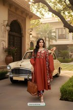 Radiate Elegance: GoSriKi Rust Anarkali Set – Your Confidence, Your Style!