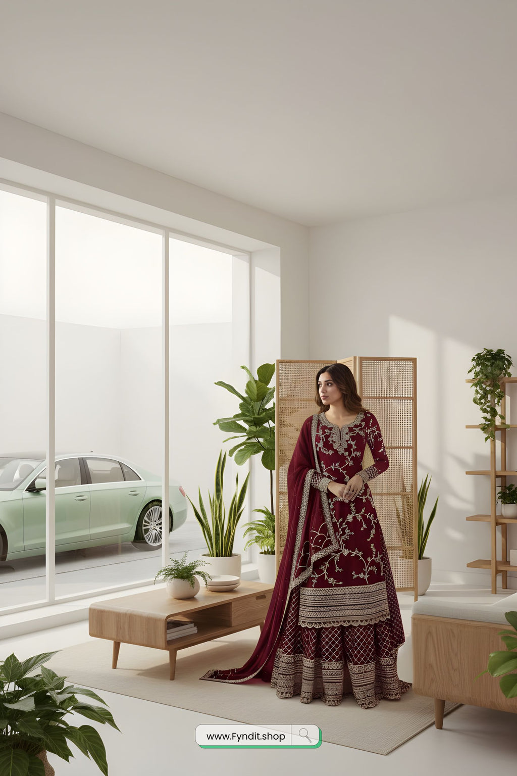 Step out in style with this elegant kurta palazzo set-  "Miss Ethnik Women’s Embroidered Kurta Palazzo Set –