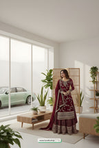 Step out in style with this elegant kurta palazzo set-  "Miss Ethnik Women’s Embroidered Kurta Palazzo Set –