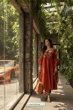 Radiate Elegance: GoSriKi Rust Anarkali Set – Your Confidence, Your Style!