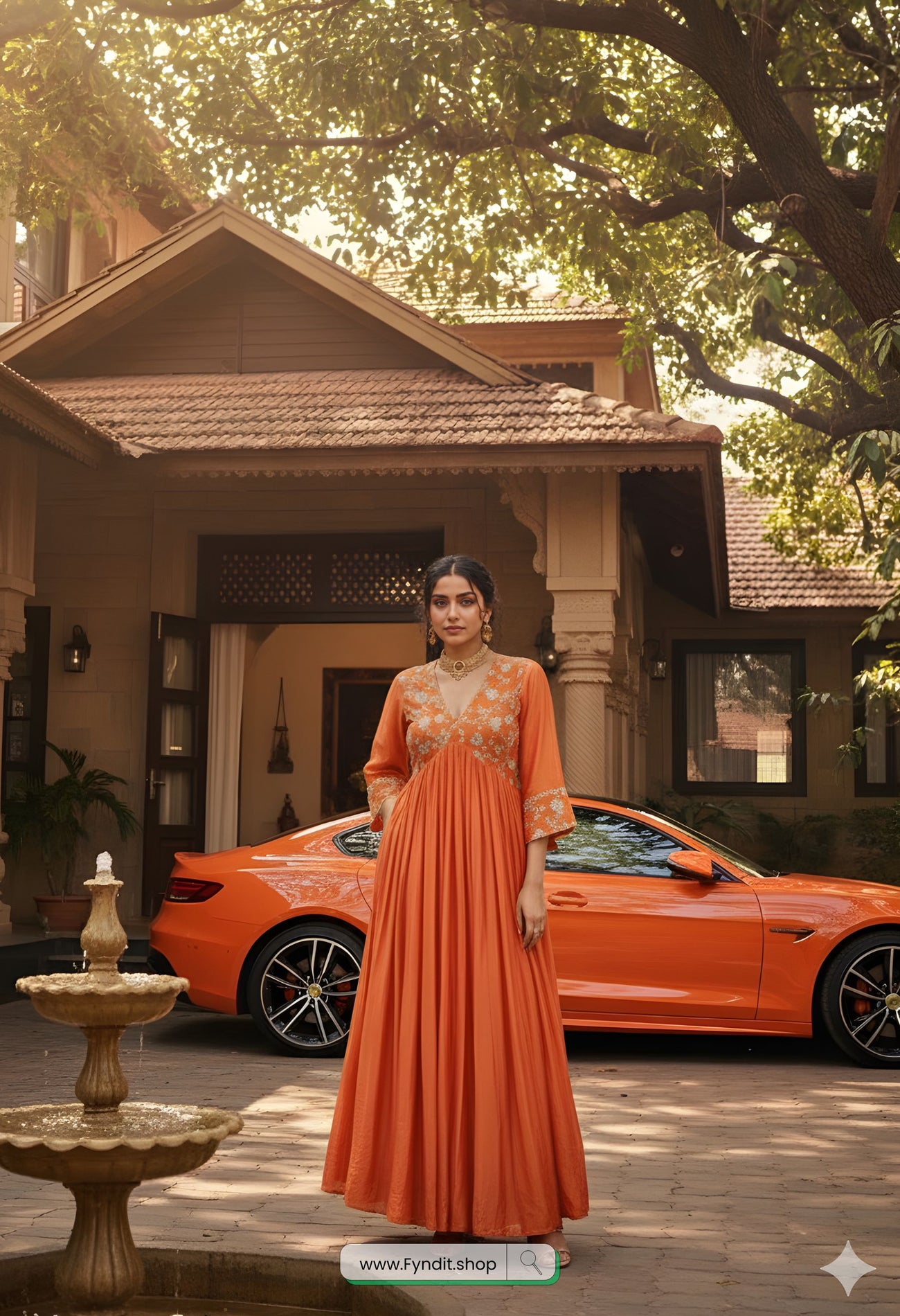 Glow in Every Occasion: ANNI Designer Kanakam Orange Anarkali Set – Feel Confident, Chic & Unforgettable!