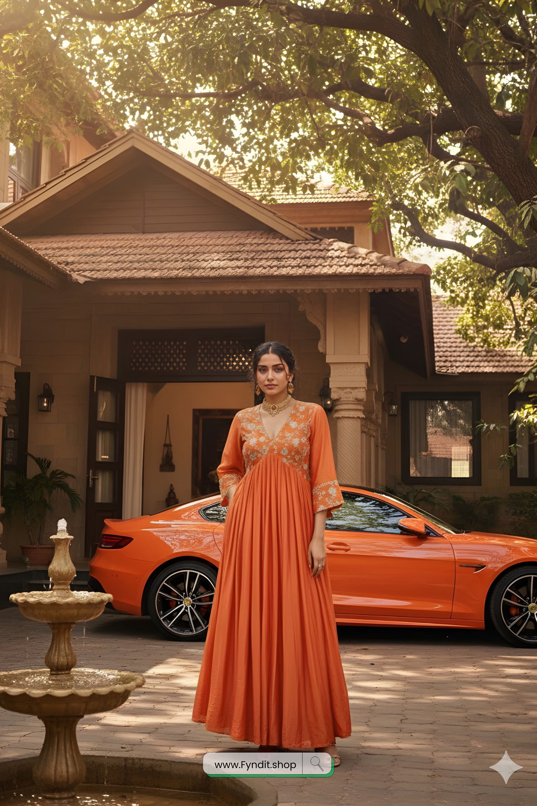 Glow in Every Occasion: ANNI Designer Kanakam Orange Anarkali Set – Feel Confident, Chic & Unforgettable!