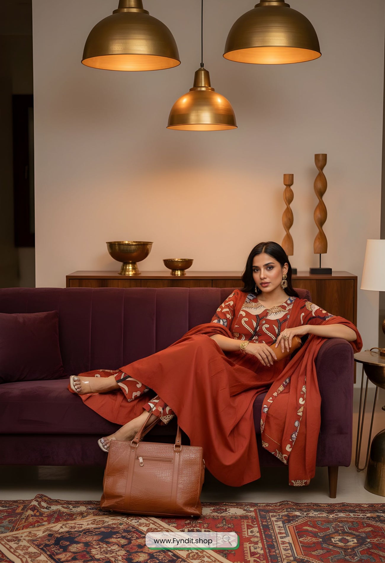 Radiate Elegance: GoSriKi Rust Anarkali Set – Your Confidence, Your Style!