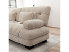 Fixed 2-seater sofa in beige fabric